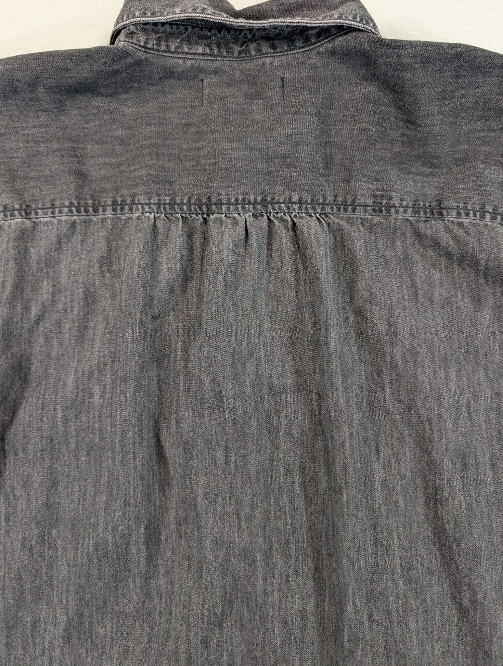 Madewell Denim Button Up Shirt Rolled Sleeve Black/Gray Wash Medium - Picture 3 of 8